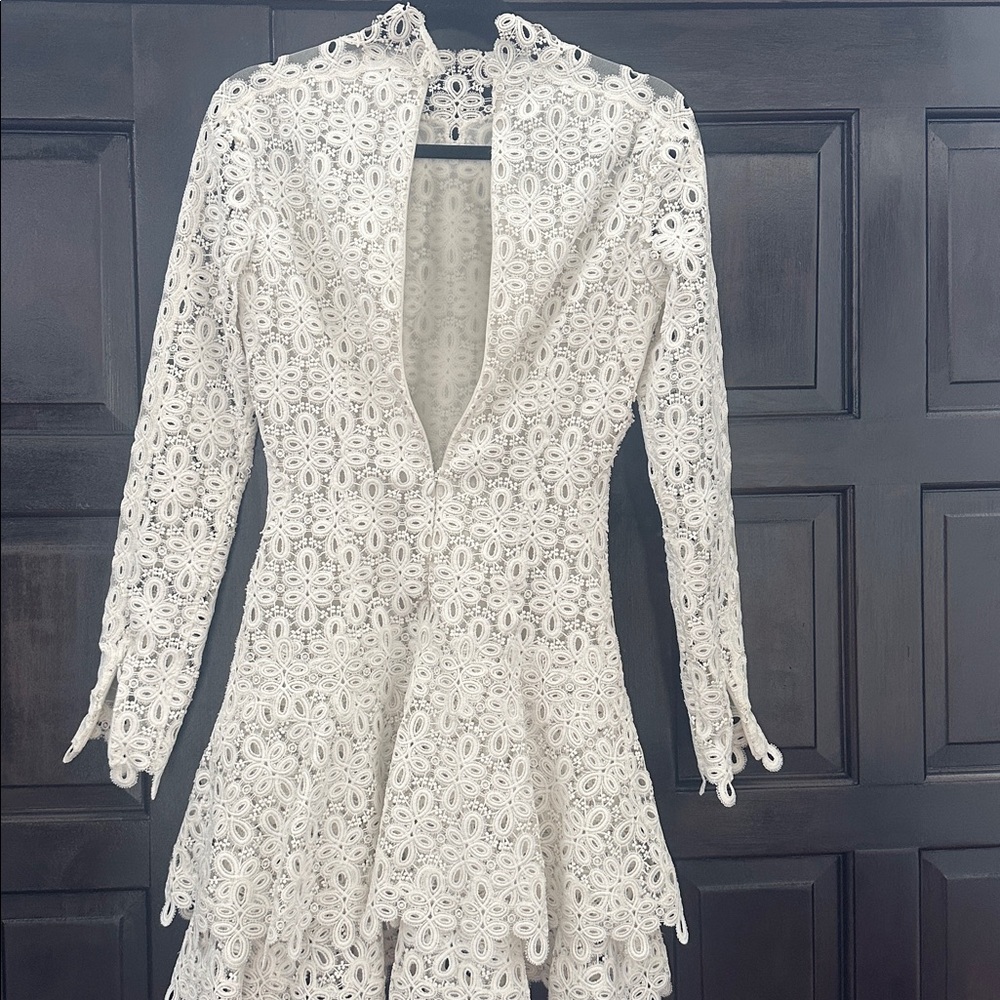 Jonathan Simkhai White Crochet Lace High-Neck Mini Dress - Picture 11 of 15